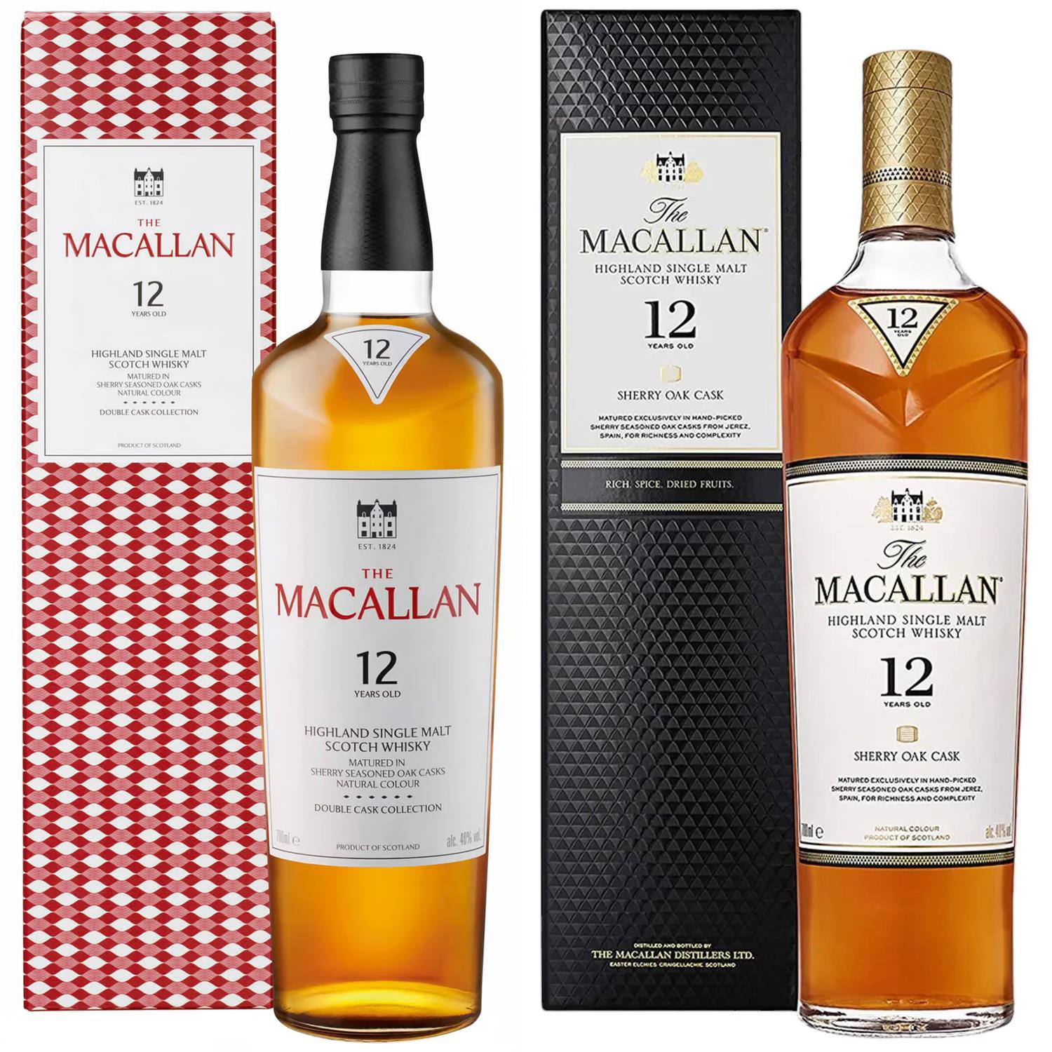 Macallan 12 Year Old Double Cask & Sherry Cask Duo Pack | Next Day