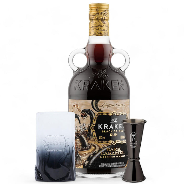 Kraken Dark Caramel & Cornish Sea Salt Spiced Rum Glass & Jigger Set