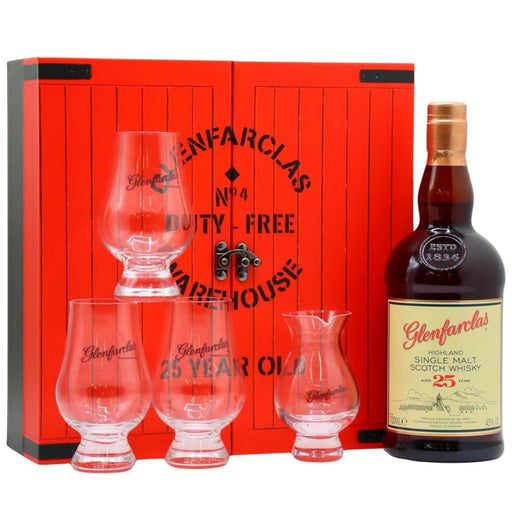 Glenfarclas 25 Year Old Gift Set With 4 Whisky Glasses