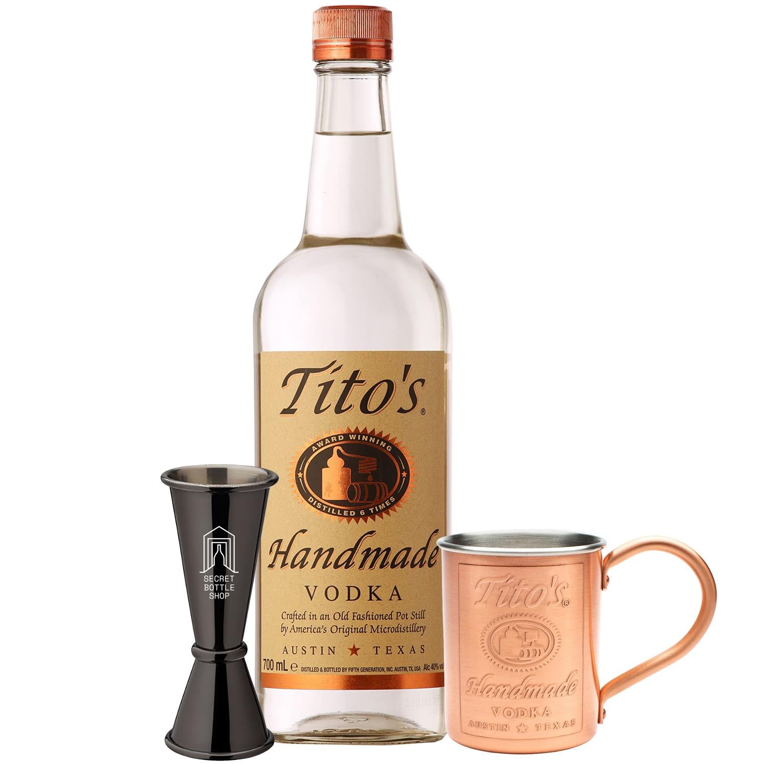Tito's Vodka Copper Mug & Jigger Set | Next Day Delivery