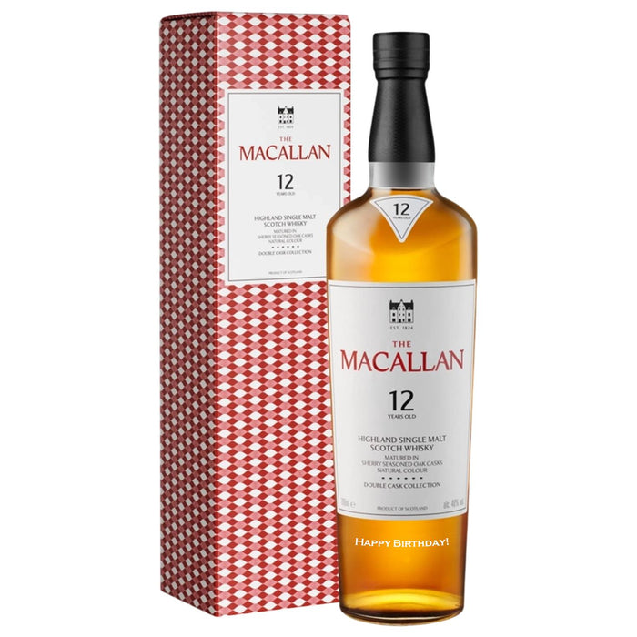 Macallan 12 Year Old Double Cask Whisky - Happy Birthday Engraved 70cl