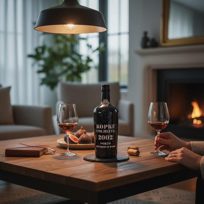 Couple Enjoying Kopke Colheita Port 2002 In Cosy Setting