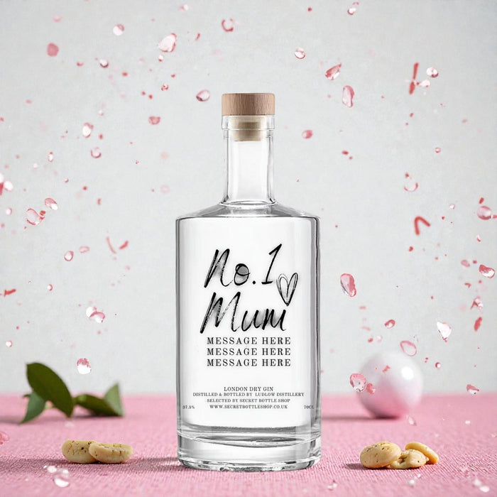 Personalised No.1 Mum Engraved Gin 70cl is a unique gifting option for Mum for birthdays and special occasions