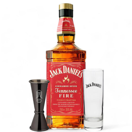 Jack Daniels Fire Whiskey Glass & Jigger Gift Set