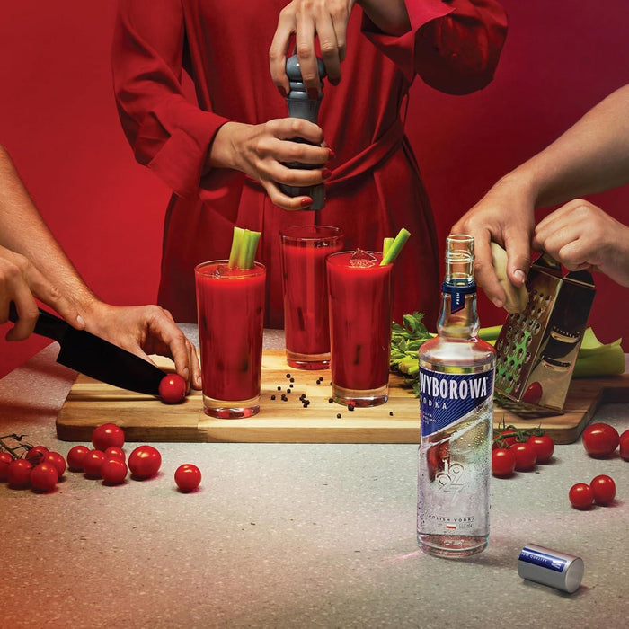 People Preparing Bloody Mary Created With Wyborowa Vodka
