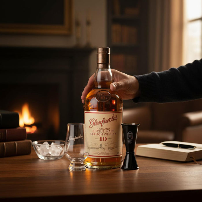 Glenfarclas 10 Year Old Whisky Glass & Jigger Gift Set 70cl