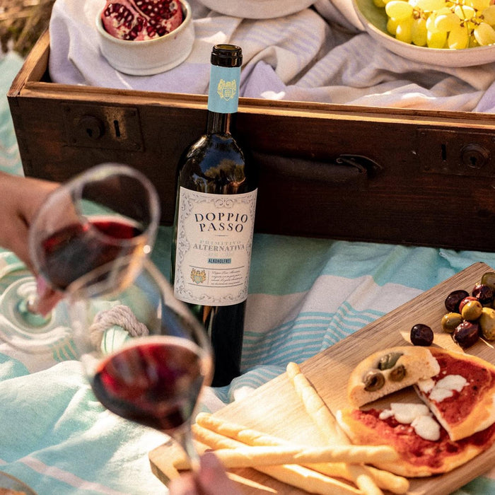 Doppio Passo Red Alcohol Free enjoyed at picnic.