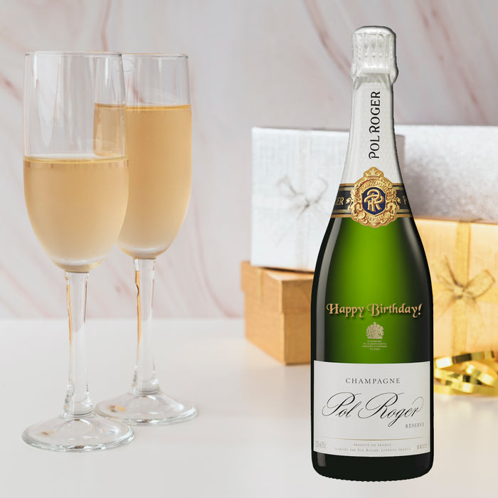 Pol Roger Brut Champagne Happy Birthday Engraved