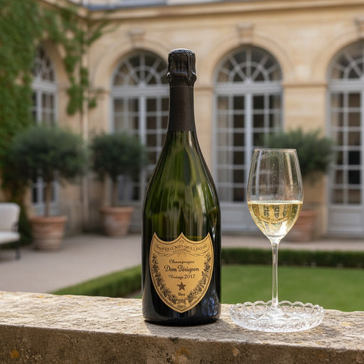 Dom Perignon 2017 Champagne Bottle and Glass