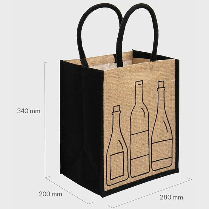 Secret Bottle Shop 6 Bottle Wine Jute Bag Measurements