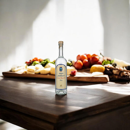 Ouzo Of Plomari Isidoros Arvanitis With Mediterranean Food