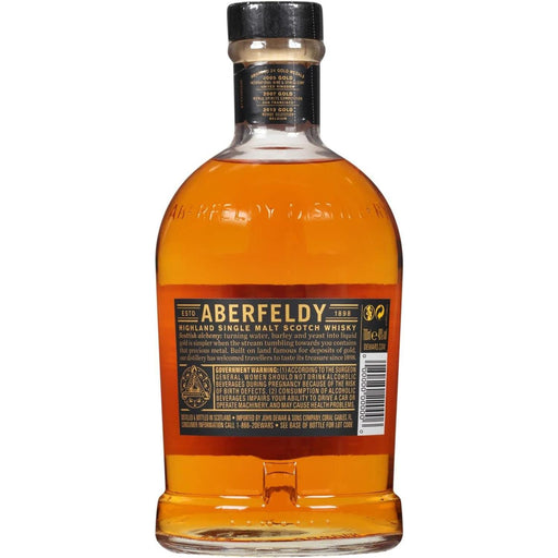 Back Of Aberfeldy 12 Year Old Whisky