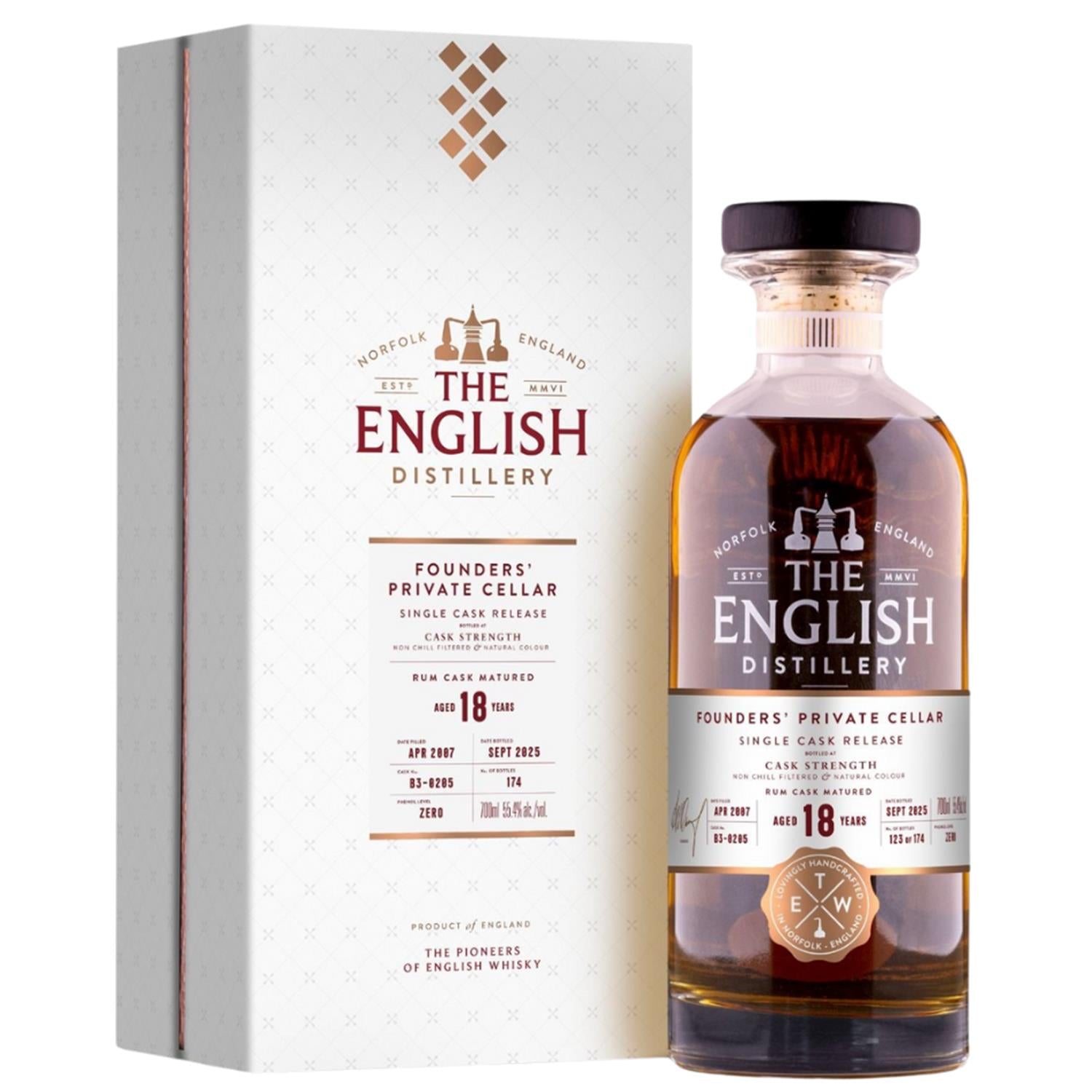 The English Founders Private Cellar 18 Year Old Rum Cask Whisky