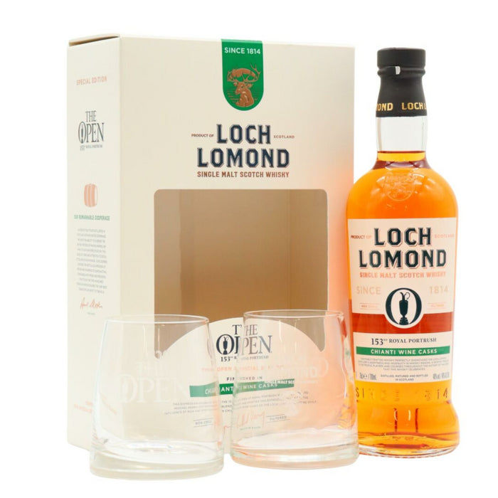Loch Lomond The Open Special Edition 2025 Whisky Gift Set With 2 Glasses