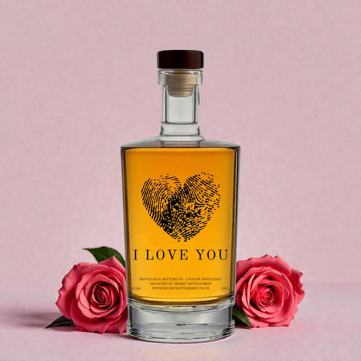 Secret Bottle Shop I Love You Engraved Rum with Roses for Valentines Day