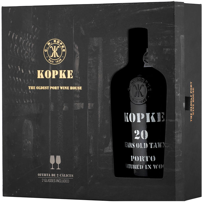 Kopke 20 Year Old Tawny Port Gift Set With 2 Port Glasses