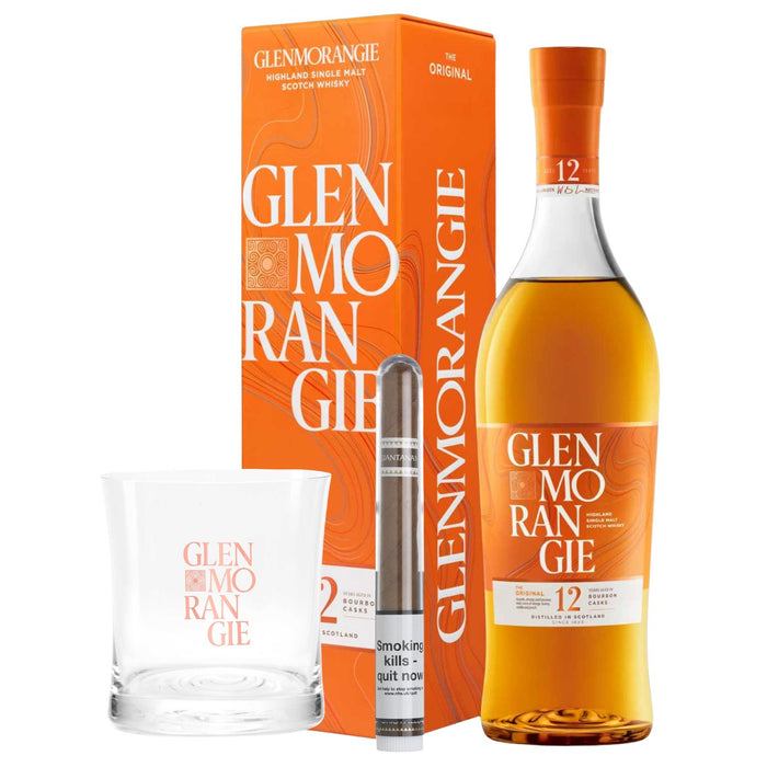Glenmorangie 12 Year Old Whisky, Cigar and Whisky Tumbler Gift Bundle