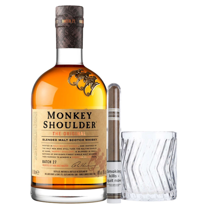 Monkey Shoulder Whisky, Cigar & Whisky Tumbler Gift Bundle 70cl