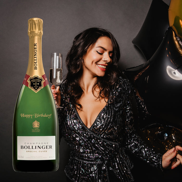 Bollinger Special Cuvee Champagne Next To Happy Women Holding A Champagne Flute