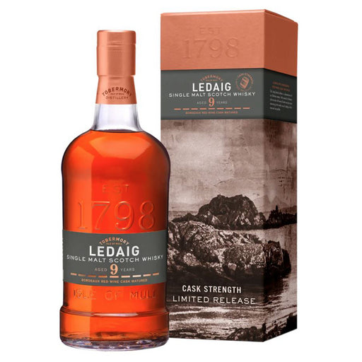 Tobermory Ledaig 9 Year Old Bordeaux Red Wine Cask Matured Whisky 70cl With Gift Box