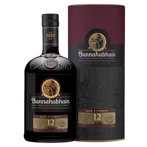 Bunnahabhain 12 Year Old Whisky Cask Strength 2022 Release 70cl Next To Gift Box