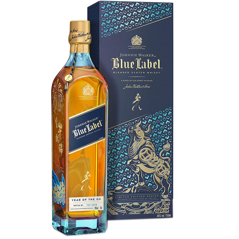 Johnnie Walker Blue Label Scotch Whisky EMPTY Bottle with Cork 750ml  Excellent!
