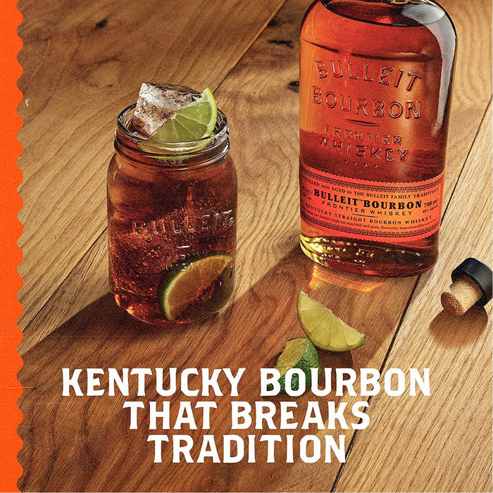Bulleit Bourbon Advert With 'Kentucky Bourbon That Breaks Tradition' Written Across