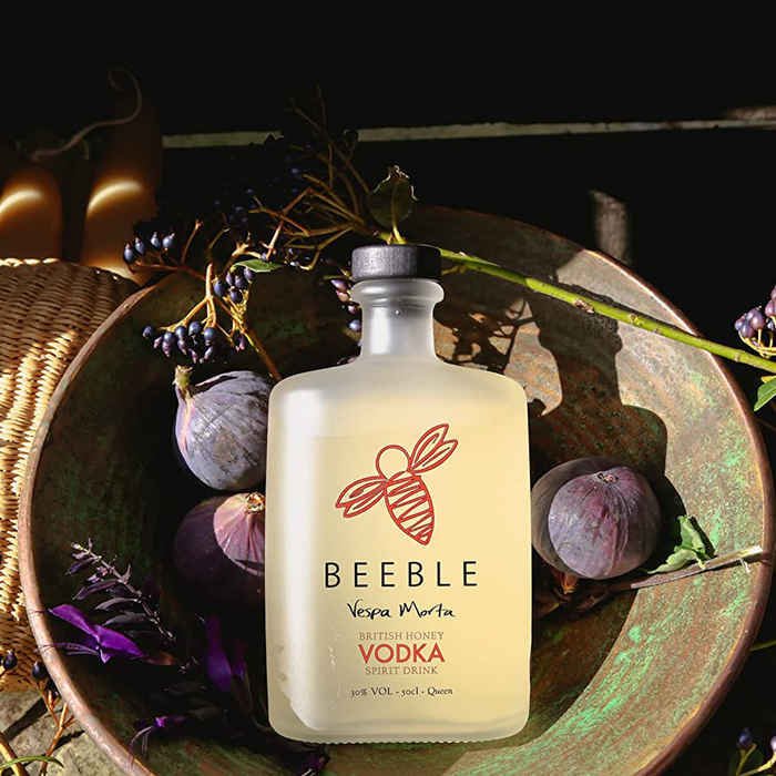 Beeble Honey Vodka in a bowl of figs