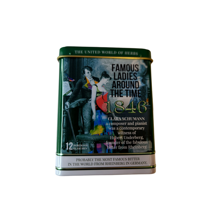 Underberg Digestive Bitters Gift Tin 12 x 2cl 44% ABV 175 Celebration 2021 Famous Ladies
