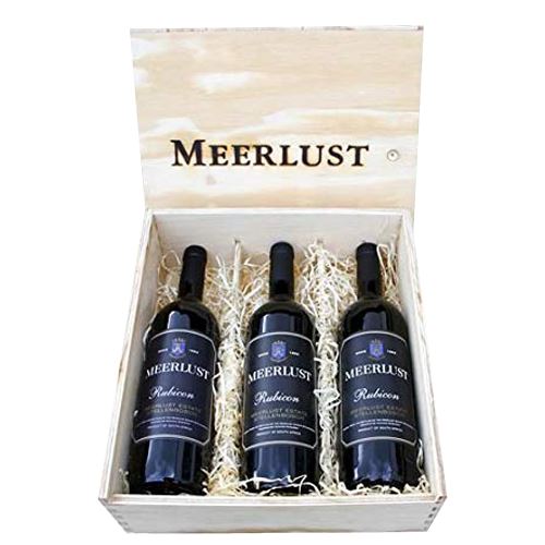 Meerlust Rubicon Wine Trilogy Wooden Gift Set (Vintages 2016, 2017, 2018) 3 x 75cl 14% ABV