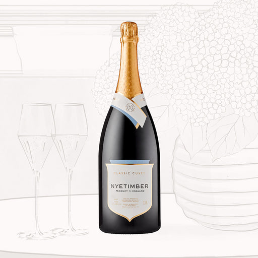 Nyetimber Classic Cuvee 2010 English Sparkling Wine Magnum 150cl With Artwork Behind