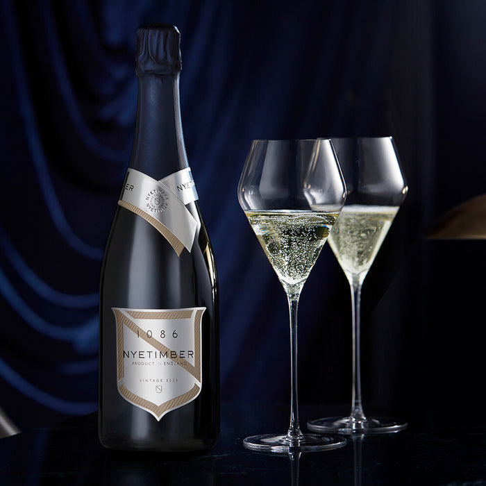 Nyetimber 1086 Prestige Cuvee 2010 English Sparkling Wine 75cl And Two Wine Glasses