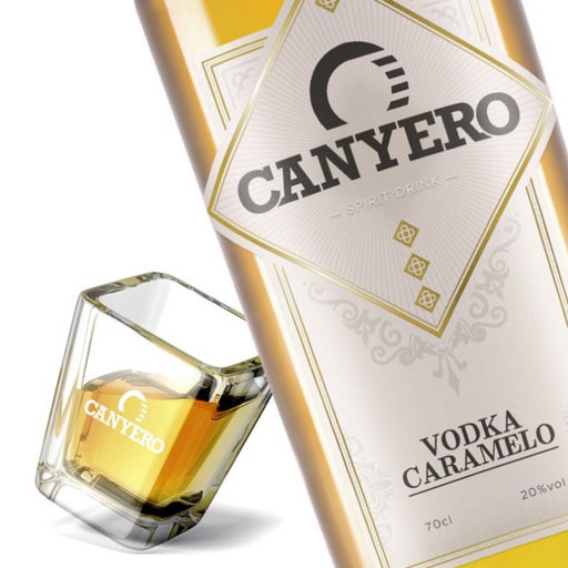 Closeup Of Canyero Ron Miel Caramel Vodka Liqueur And Glass