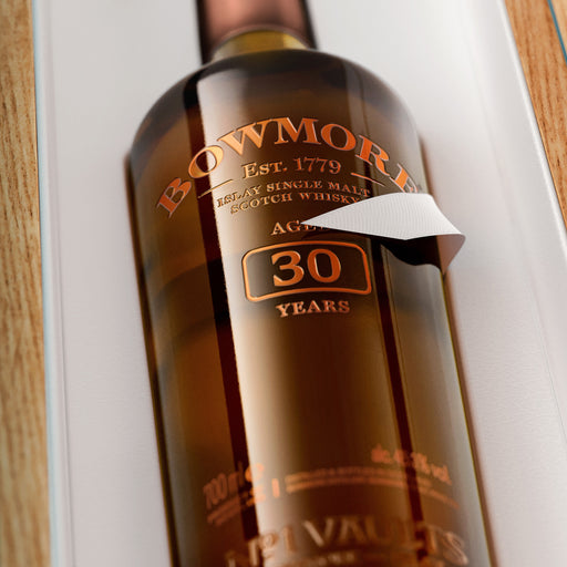 Closeup Of Bowmore 30 Year Old Whisky 2021 Release 70cl