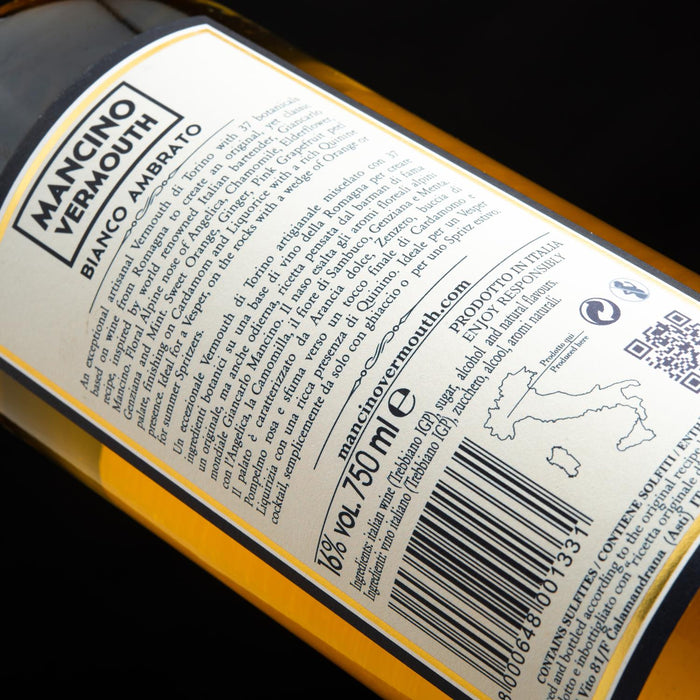 Mancino Bianco Ambrato Vermouth Back Label