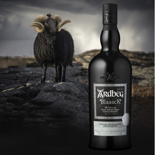 Ardbeg Blaaack Whisky and a black goat